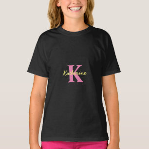 Personalised Monogrammed Black Modern T-Shirt