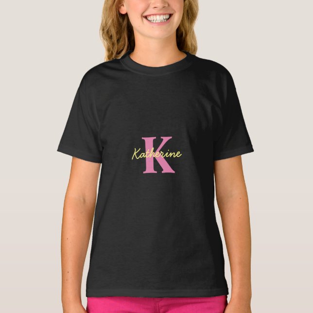Personalised Monogrammed Black Modern T-Shirt (Front)