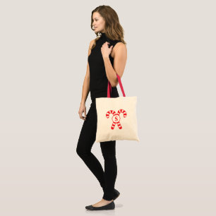 Personalised Monogrammed Candy Cane Christmas Tote Bag