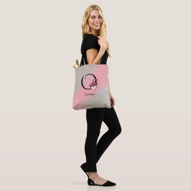 Personalised Monogrammed Customised Letter O Name Tote Bag (On Model)