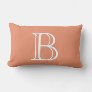 Personalised Monogrammed Dark Peach Decorative Lumbar Cushion