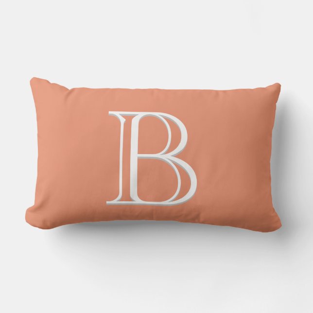 Personalised Monogrammed Dark Peach Decorative Lumbar Cushion (Front)