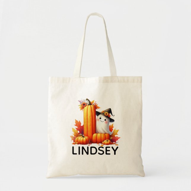 Personalised Monogrammed Halloween Tote Bag (Front)