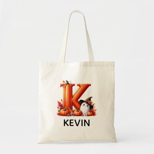 Personalised Monogrammed Halloween Tote Bag (Front)