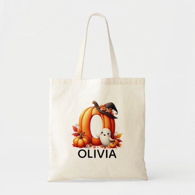 Personalised Monogrammed Halloween Tote Bag (Front)