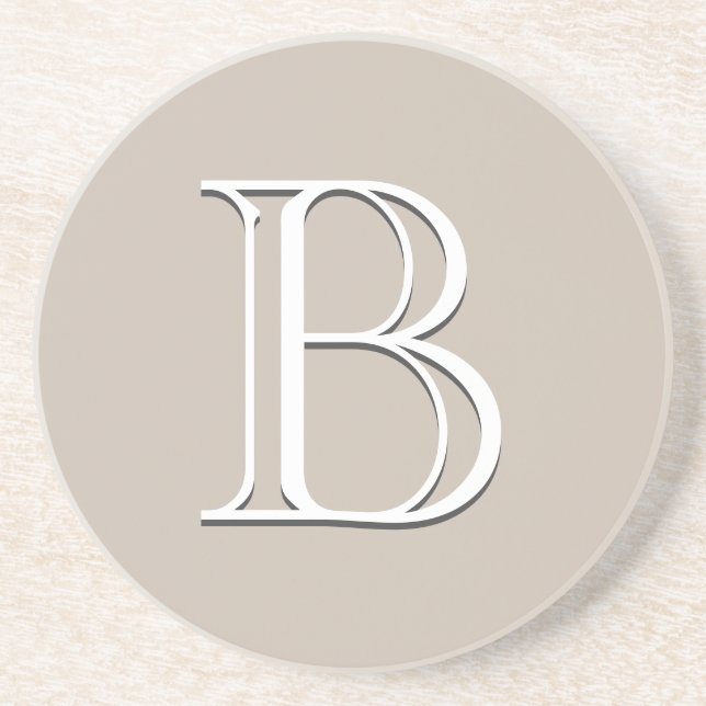 Personalised Monogrammed Initial Neutral Tan Coaster (Front)
