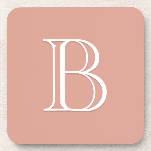 Personalised Monogrammed Initial Pink & White Coaster (Front)