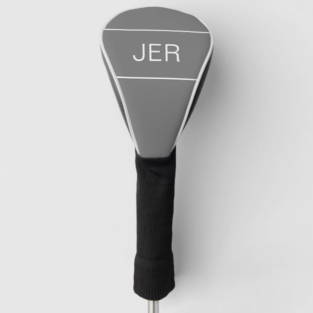 Personalised Monogrammed Initial Protective Grey Golf Head Cover (Front)