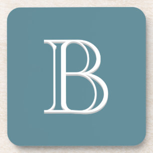 Personalised Monogrammed Initial Turquoise & White Coaster