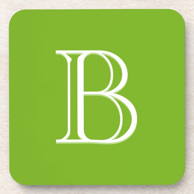 Personalised Monogrammed Letter Initial Green Coaster (Front)