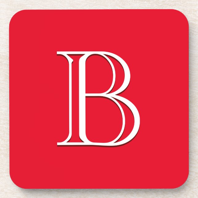 Personalised Monogrammed Letter Initial Red Coaster (Front)