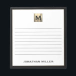 Personalised Monogrammed Lined Notepad<br><div class="desc">Keep your notes organised and stylish with this personalised lined notepad featuring a sleek black and gold initial monogram. With plenty of lined pages, this notepad is perfect for jotting down ideas, taking notes, or making to-do lists. The classic block typography and black trim give it a professional and sophisticated...</div>