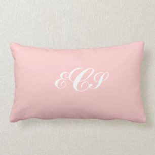 Personalised Monogrammed Pink and White Throw Pill Lumbar Cushion