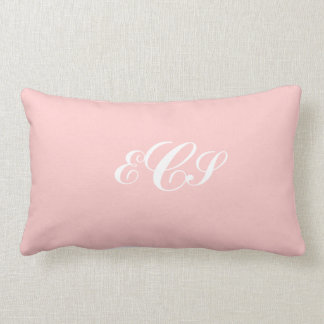Personalised Monogrammed Pink and White Throw Pill Lumbar Cushion