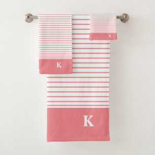 Personalised Monogrammed Pink Striped Family Bath Towel Set