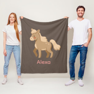 Personalised Monogrammed Pony Horse Girl  Fleece Blanket