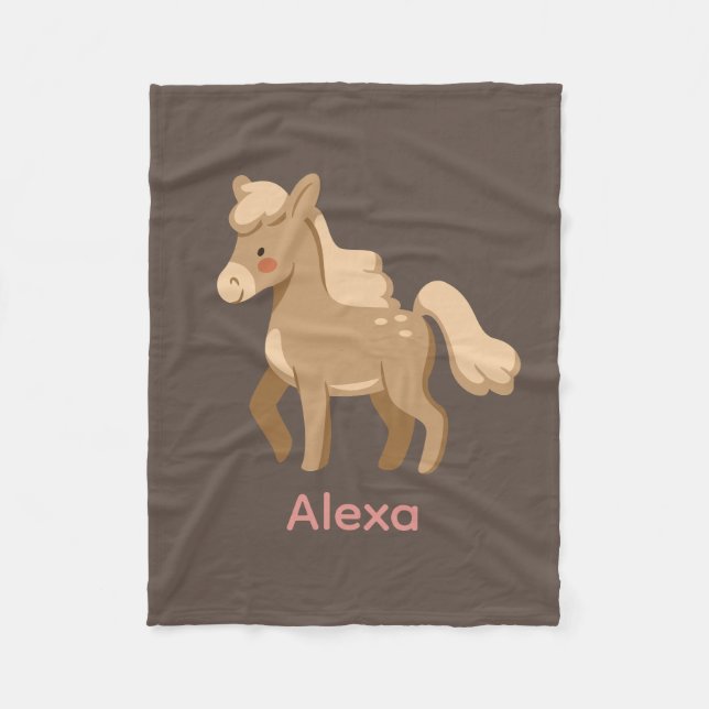 Personalised Monogrammed Pony Horse Girl  Fleece Blanket (Front)