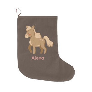 Personalised Monogrammed Pony Horse Girl  Large Christmas Stocking