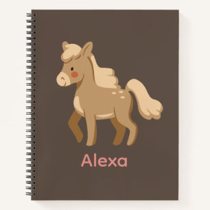 Personalised Monogrammed Pony Horse Girl  Notebook