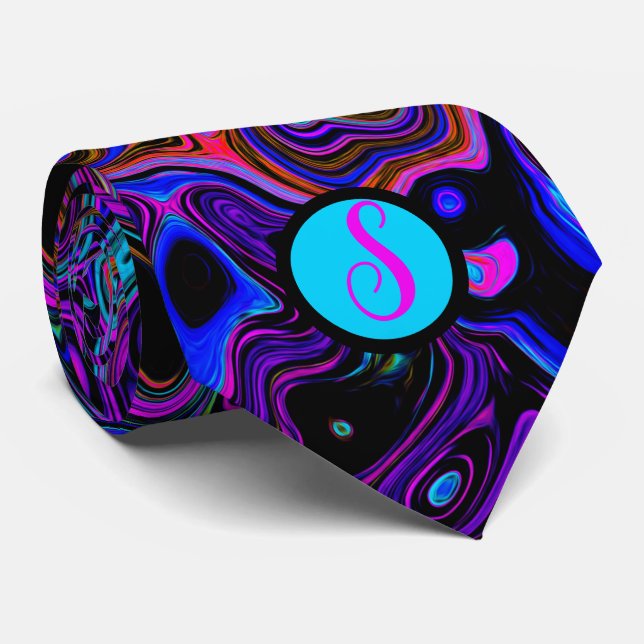 Personalised Monogrammed Purple and Black Tie (Rolled)