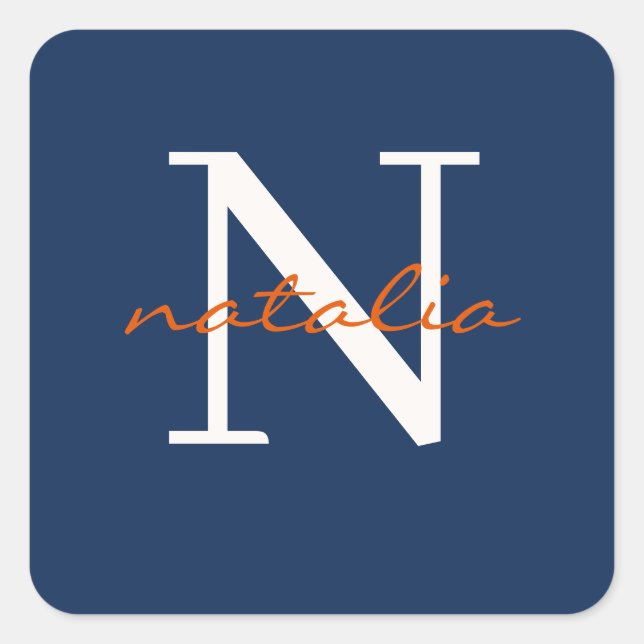 personalised monogrammed square sticker (Front)