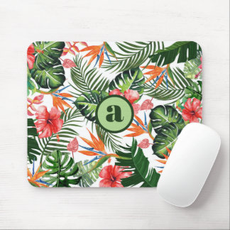 Personalised Monogrammed Tropical Pattern Mouse Pad