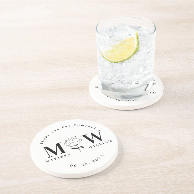 Personalised Monogrammed Wedding Gifts Favours Coaster (Side)