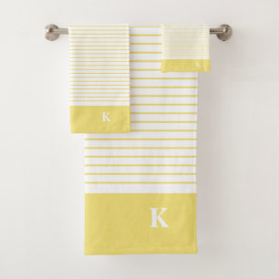 Personalised Monogrammed Yellow Striped Family Bath Towel Set