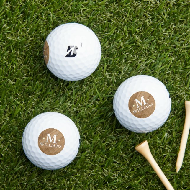 Personalised Monograms Rustic Wood Golf Balls (Insitu Grass)