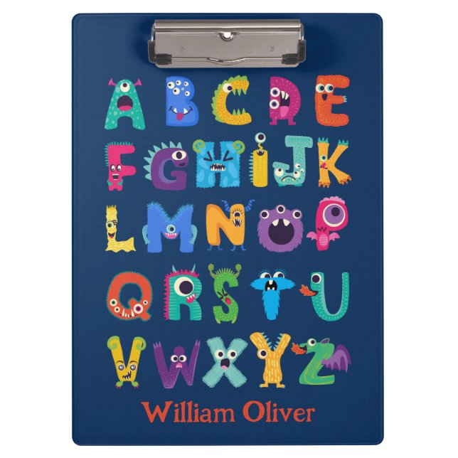 Personalised Monster ABC Silly Alphabet Monsters Clipboard (Front)