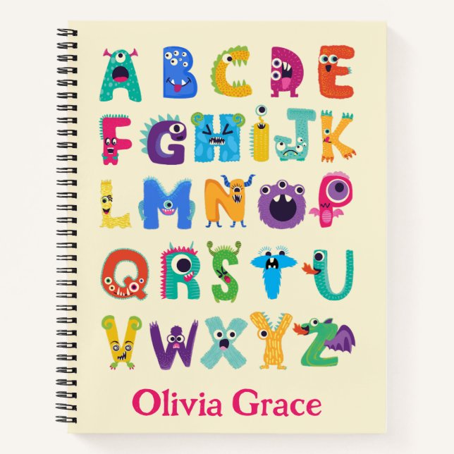 Personalised Monster ABC Silly Alphabet Monsters Notebook (Front)