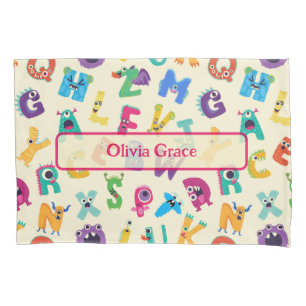 Personalised Monster ABC Silly Alphabet Monsters Pillowcase