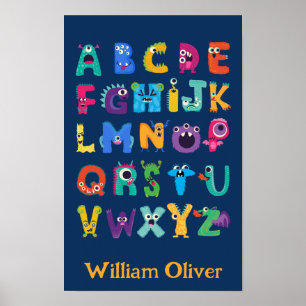 Personalised Monster ABC Silly Alphabet Monsters Poster