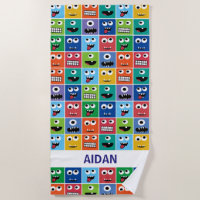 Personalised Monster Face Pattern Colourful Kids