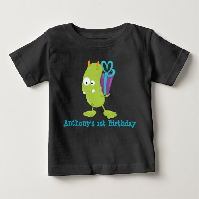 Personalised Monster First Birthday T Shirt (Front)