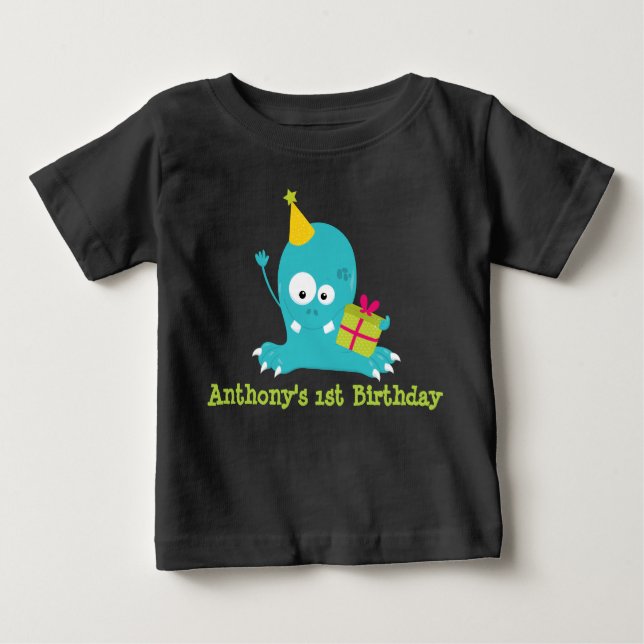 Personalised Monster First Birthday T Shirt (Front)