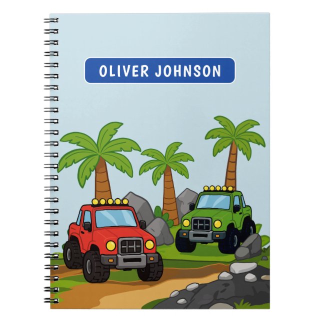 Personalised Monster Truck Boys School Notebook (Front)