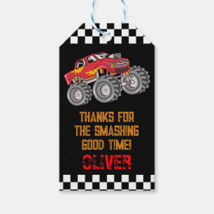 Personalised Monster Truck Thank You Favour Tag