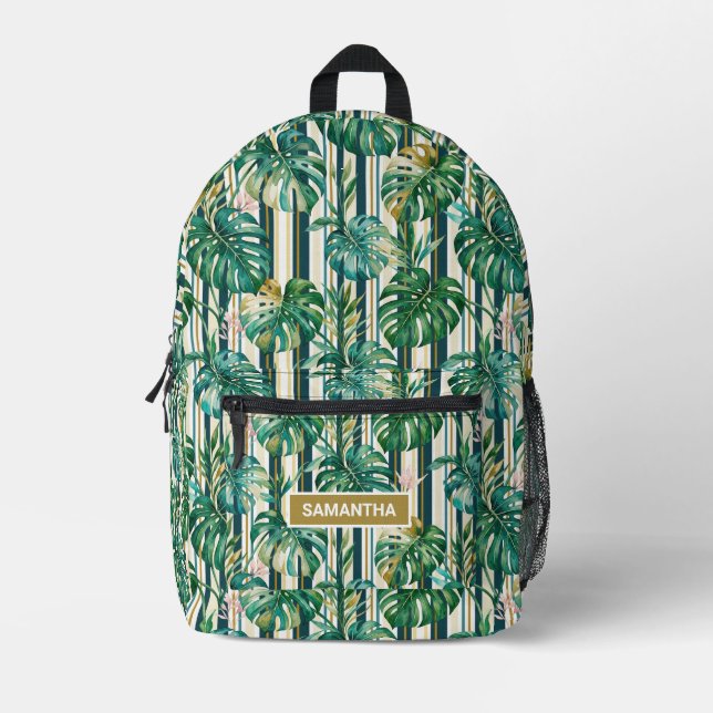 Personalised Monstera Leaf Printed Backpack (Front)