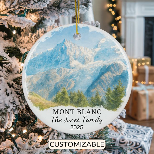 Personalised Mont Blanc Ornament, France Ceramic Tree Decoration (Creator Uploaded)