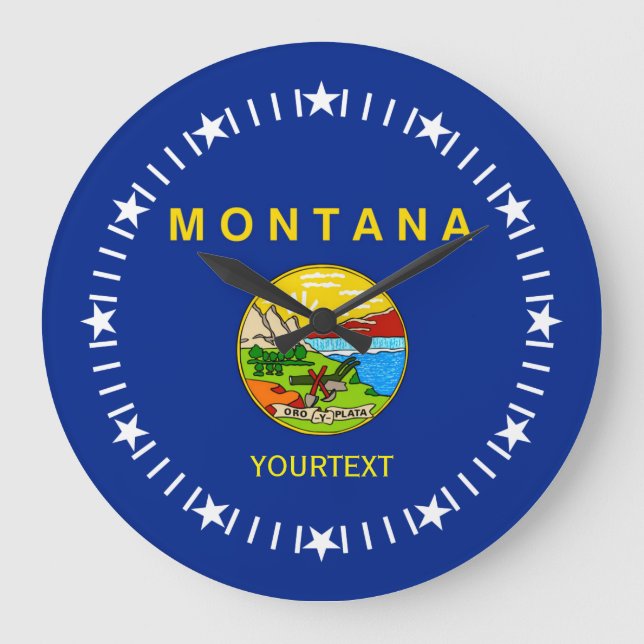 Personalised Montana State Flag Design on a Large Clock (Front)