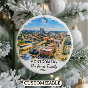 Personalised Montgomery Ornament, Custom Alabama Ceramic Tree Decoration