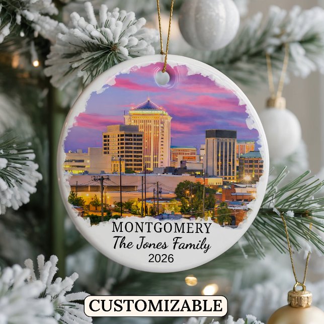 Personalised Montgomery Ornament, Custom Alabama Ceramic Tree Decoration (Creator Uploaded)