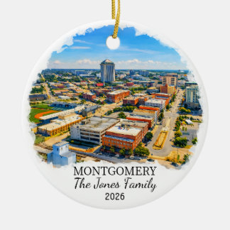 Personalised Montgomery Ornament, Custom Alabama Ceramic Tree Decoration