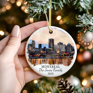 Personalised Montreal Ornament, Canada Gift Ceramic Tree Decoration