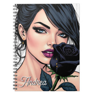 Personalised Moody Gothic Woman with Rose Notebook