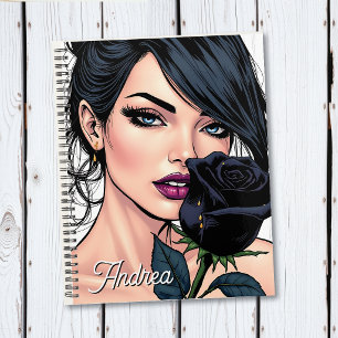 Personalised Moody Gothic Woman with Rose Planner