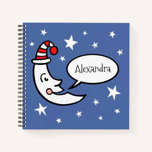 Personalised Moon Face and Stars Notebook (Front)