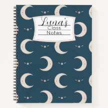Personalised Moon Pattern Spiral Notebook 8.5x11 