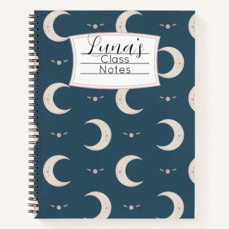 Personalised Moon Pattern Spiral Notebook 8.5x11